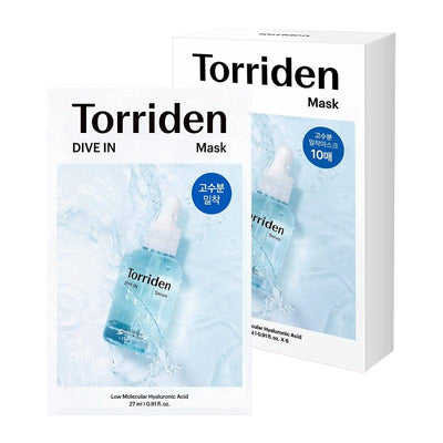 Torriden डाइव-इन लो-मॉलिक्यूलर हयालूरोनिक एसिड फेशियल शीट मास्क 27 मिली x 10