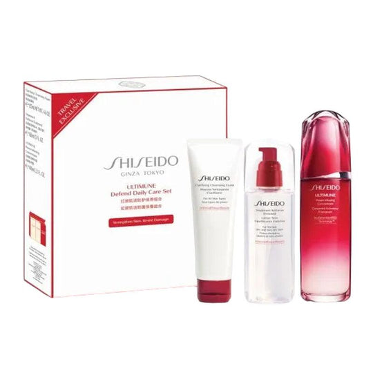 SHISEIDO Set Perawatan Harian Ultimune Defend (Serum 100ml + Busa Pembersih 125ml + Lotion 150ml)