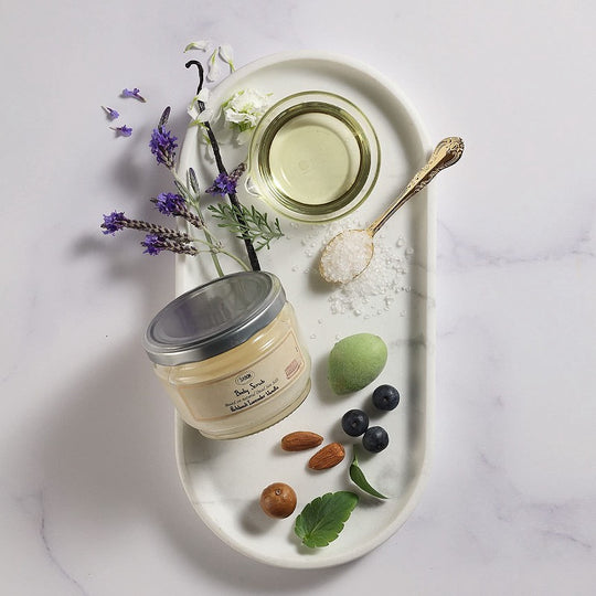 SABON Exfoliante corporal pachulí, lavanda, vainilla 320g / 600g