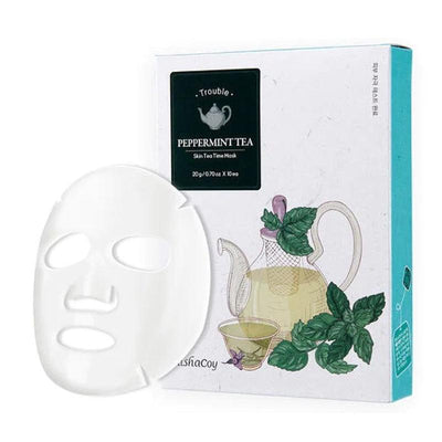 ElishaCoy Máscara de Chá de Hortelã-Pimenta Skin Tea Time 20g x 10 unidades