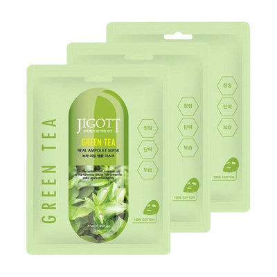 JIGOTT Green Tea Real Ampoule Mask 27 ml x 3