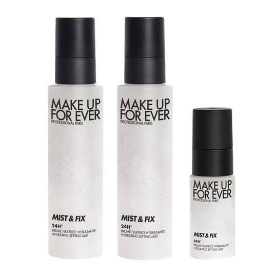 MAKE UP FOR EVER Bộ Xịt Khoá Nền Cấp Ẩm Mist And Fix 24Hr Hydrating Setting Spray Travel Set (100ml + 100ml + 30ml)