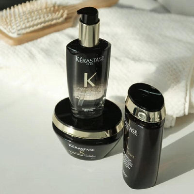 KERASTASE Rangkaian Rutin Revitalisasi Chronologiste 3 Langkah (Shampo 250ml + Masker Rambut 200ml + Minyak Rambut 100ml)