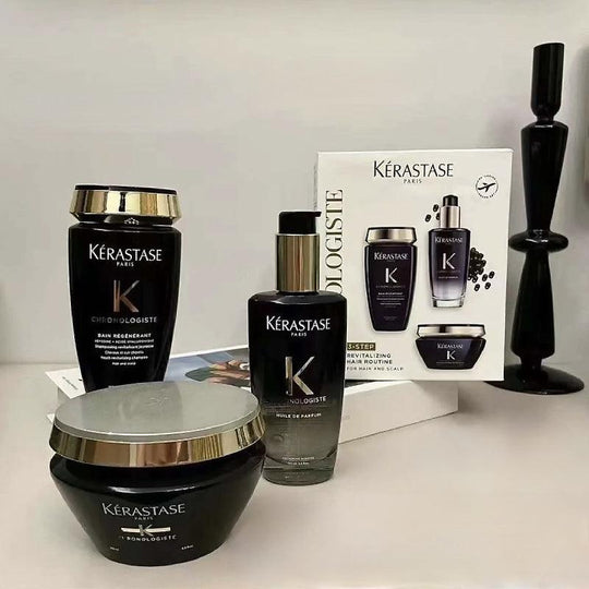 KERASTASE Chronologiste 3 Step Revitalizing Routine Set (Schampo 250ml + Hår Masque 200ml + Hårolja 100ml)