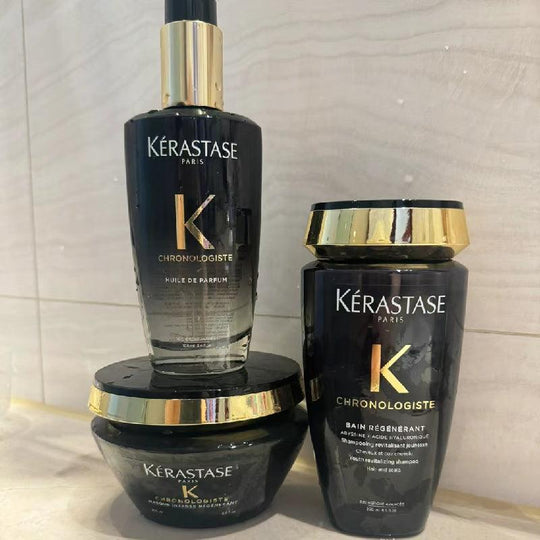 KERASTASE Chronologiste 3 Step Revitalizing Routine Set (Shampoo 250ml + Hair Masque 200ml + Hair Oil 100ml)