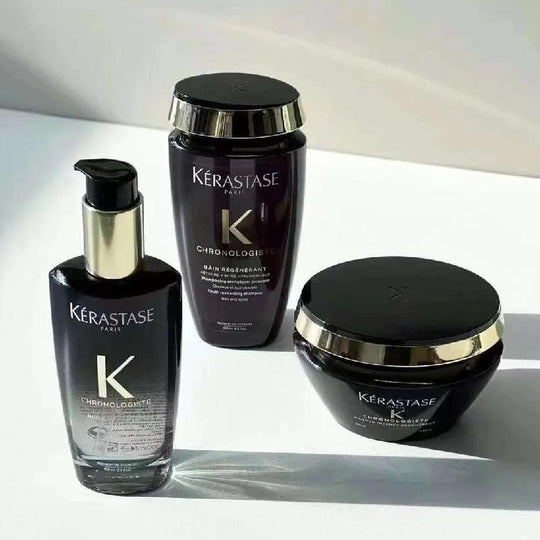 KERASTASE مجموعة روتين تجديد الشعر كرونولوجيست 3 خطوات (شامبو 250 مل + ماسك شعر 200 مل + زيت شعر 100 مل)