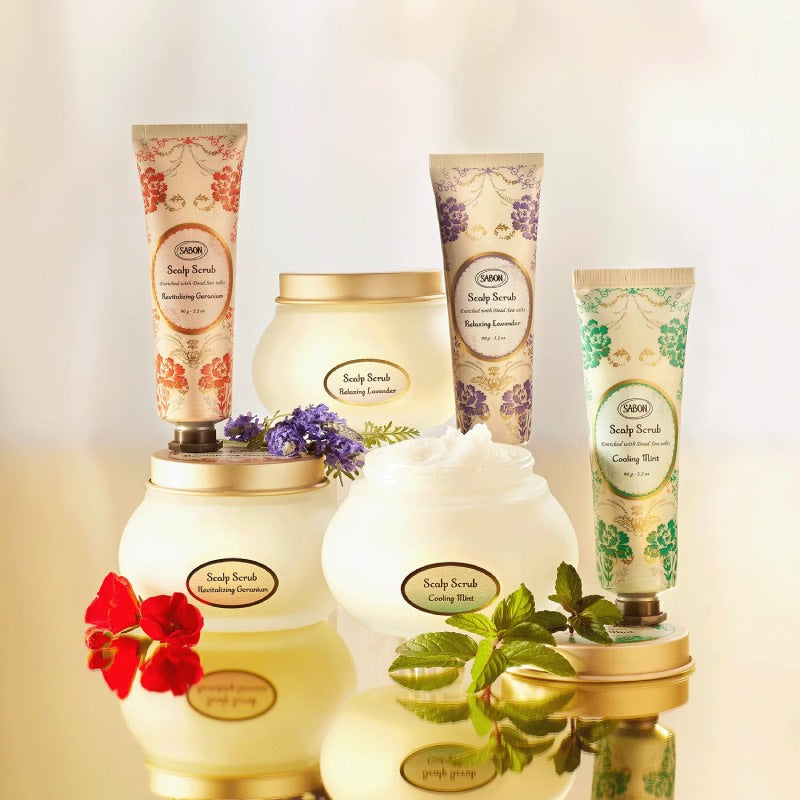 SABON สครับหนังศีรษะ เอนเนอร์ไจซิ่ง เจอเรเนียม 300 กรัม