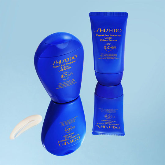 SHISEIDO zonbescherming Essentials Set (Lotion 150ml + Emulsie 75ml + Crème 5ml)