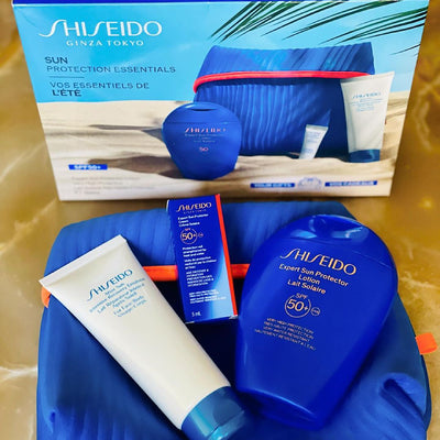 SHISEIDO zonbescherming Essentials Set (Lotion 150ml + Emulsie 75ml + Crème 5ml)