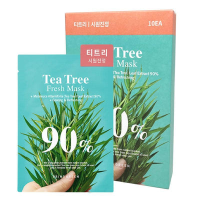 Bring Green Tea Tree 90% Masker Segar Mendinginkan & Menyegarkan 20g x 10