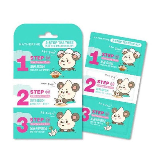 EXPIRED (04/01/2025) HATHERINE 3 Step Tea Tree Nose Pack Kit 6g x 6