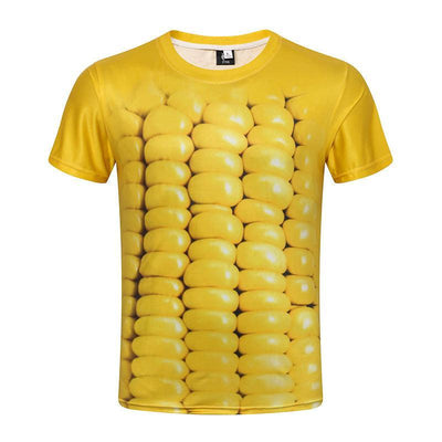 T-shirt Masculina em 3D com Estampa de Milho 1 peça